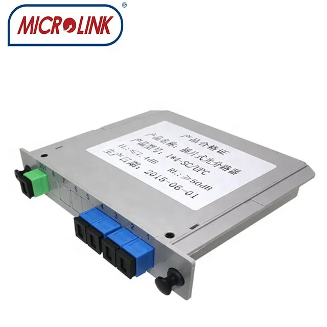 FTTH 1x2 1x4 1x8 1x16 1x32 1x64 Plug-in  passive 1*4  Optical Splitter LGX Box Cassette card slot  4 way PLC Optical Splitter