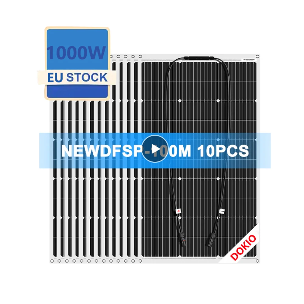 DOKIO Hot selling 1000w 100w  flexible car  solar panel  supplier from China for RV caravan boat yacht