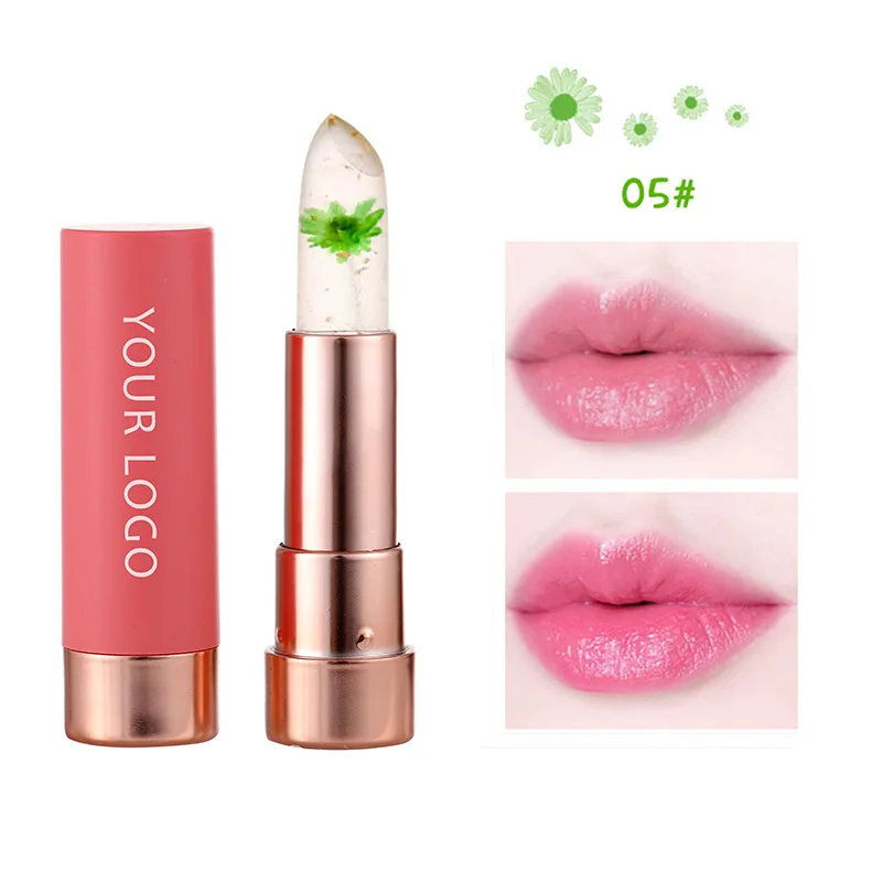 Jelly flower  Magic Flower Lipstick With Gold Foil Jelly Lip Balm Lipstick Color Changing Lipstick Private Label