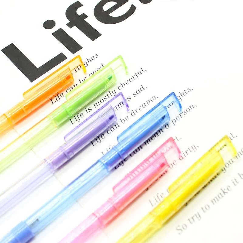 plastic multi function spray pen colorful phone holder highlighter with transparent body