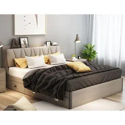 Wholesale 1.8 Meters Nordic Slat Pneumatic High Box Storage Double Bed Upholstered