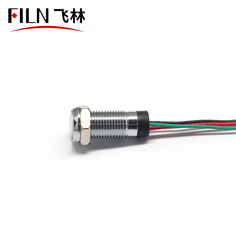  FILN 8mm 12mm 14mm flat head metal indicator light 12V 24V 110v 220v AC/DC high quality motorcycle tail