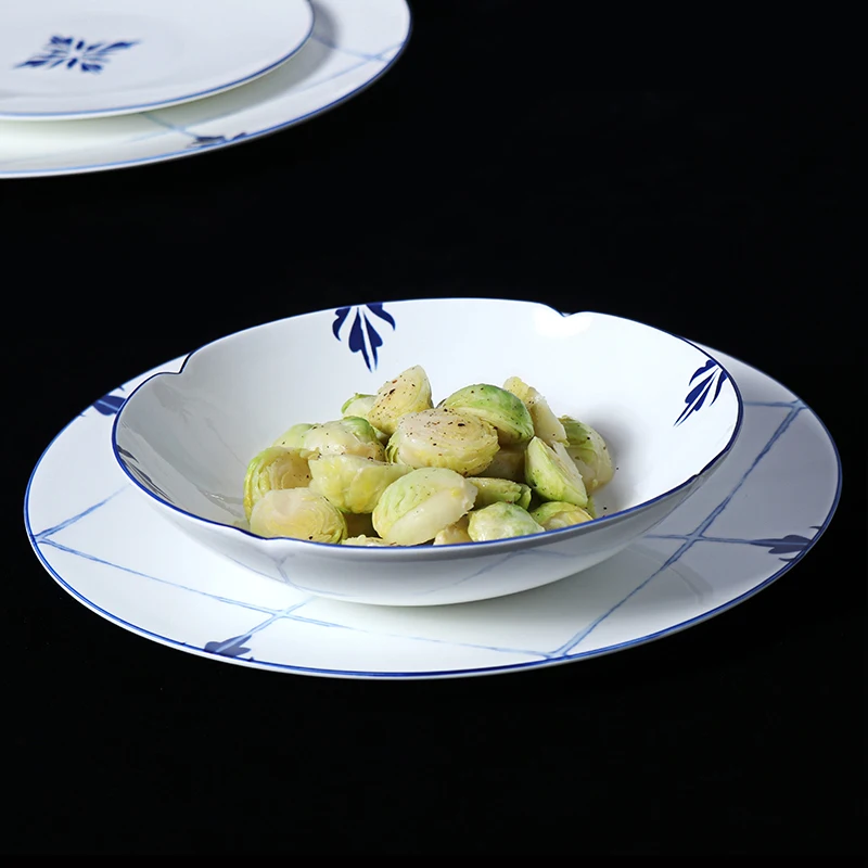 B2 Porcelain Sets Salad Bowl Restaurant Plates Bone China Dinnerware & Dishes Plate Restaur Dinner
