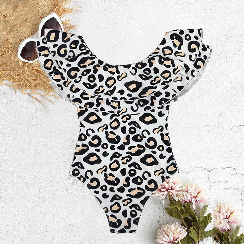 Fashion Mommy and me swimwear Leopard Print family swimwear baby kids swimwear