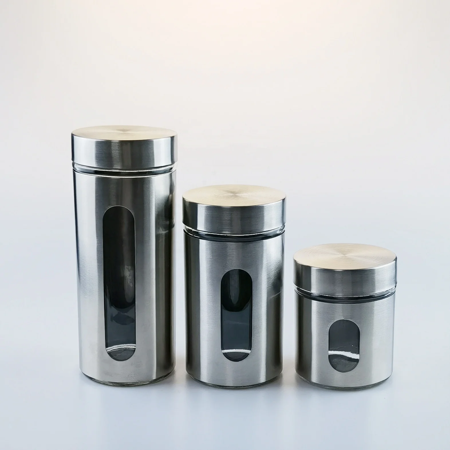 Stainless Steel Kitchen Canister Set Storage Containers Flour Sugar Coffee Jar