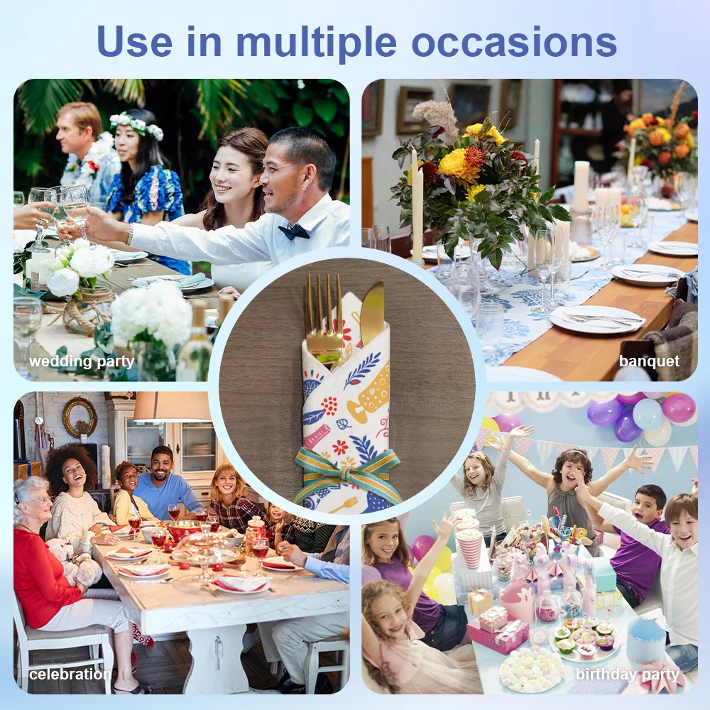 Printed Christmas Paper Napkins Decorative Dinner Restaurant Serviettes Custom With Logo Table Tissues For Bars