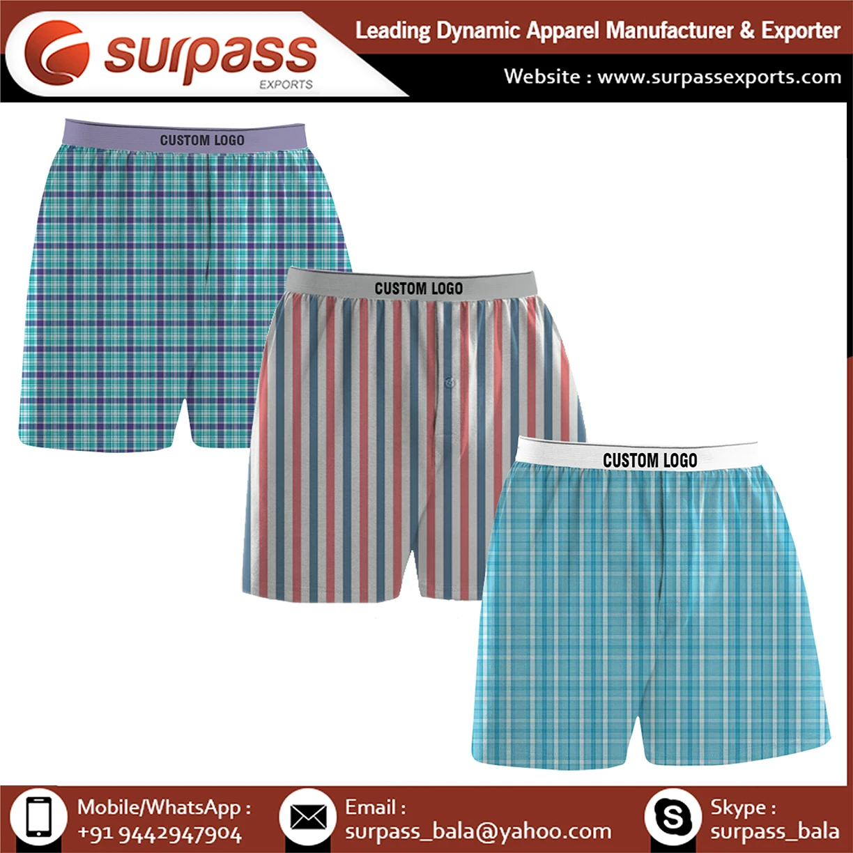 Pure cotton mens brief shorts in customized design