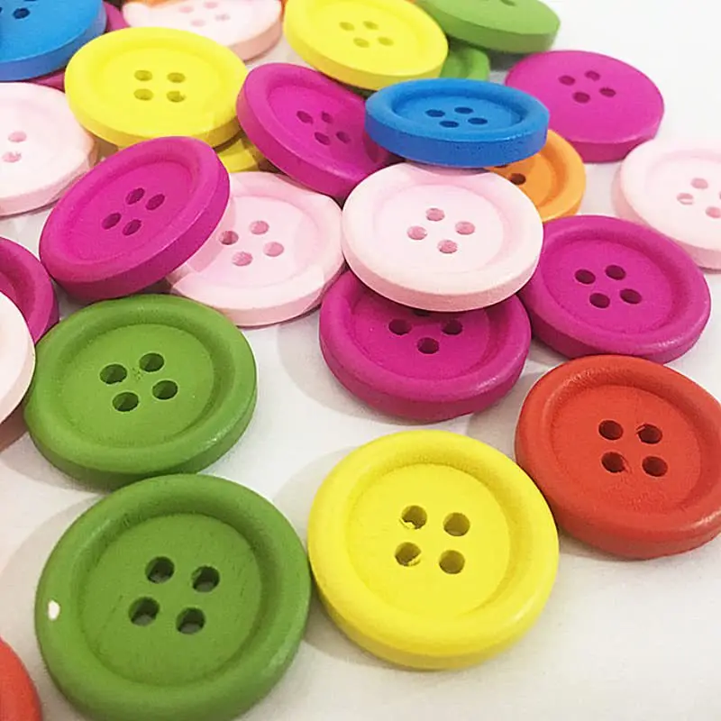 15-25mm multicoloured candy buttons with fine edge candy colored wooden buttons for clothing jacket jeans