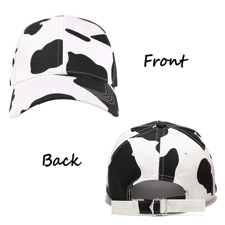 custom printed baseball cap black white cute pattern cotton breathe freely 6 panel outdoor women and men