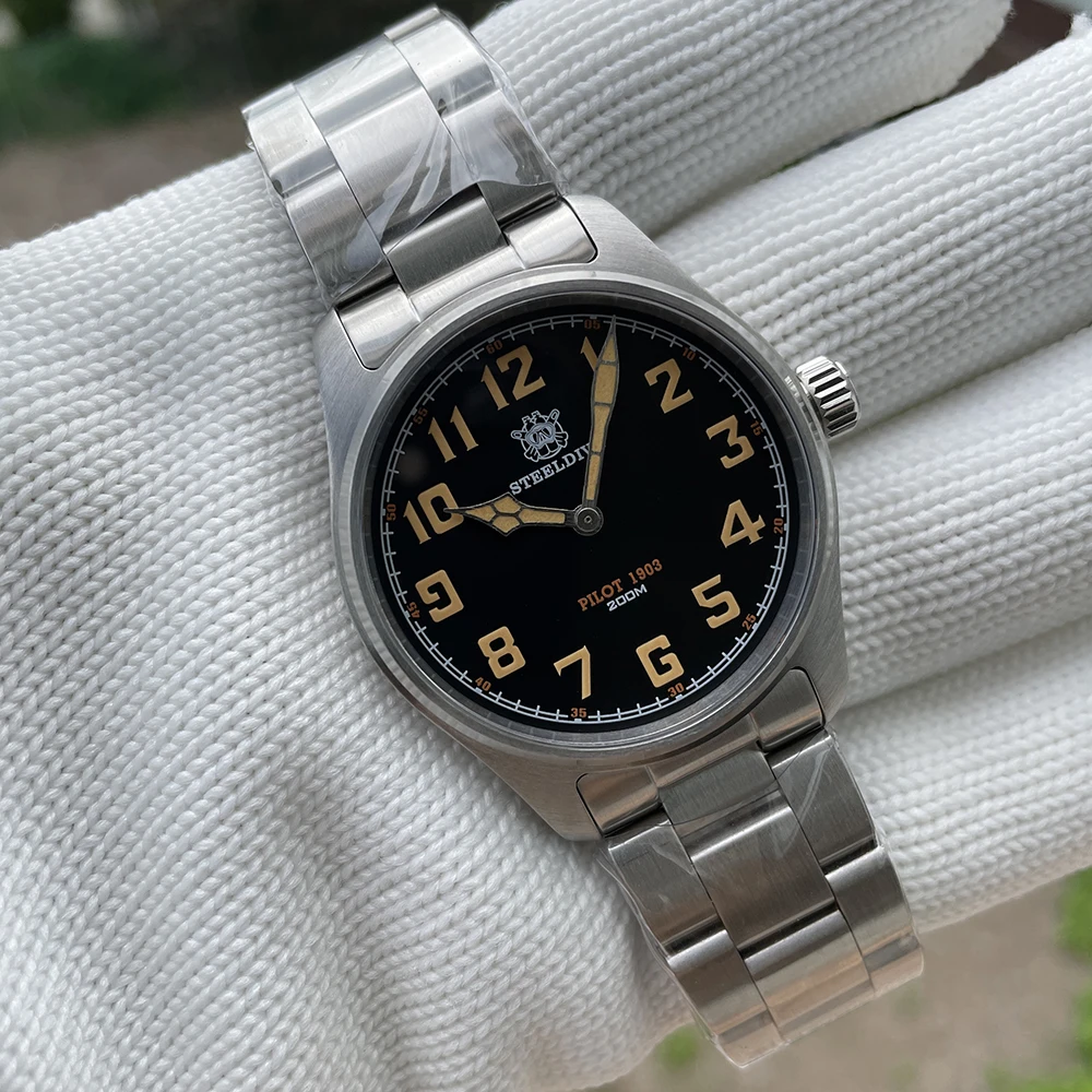 Новое поступление, мужские часы STEELDIVE SD8103 из нержавеющей стали с кварцевым механизмом и корпусом 39 мм, Водонепроницаемость 200 м, мужские часы с сапфировым стеклом VX42