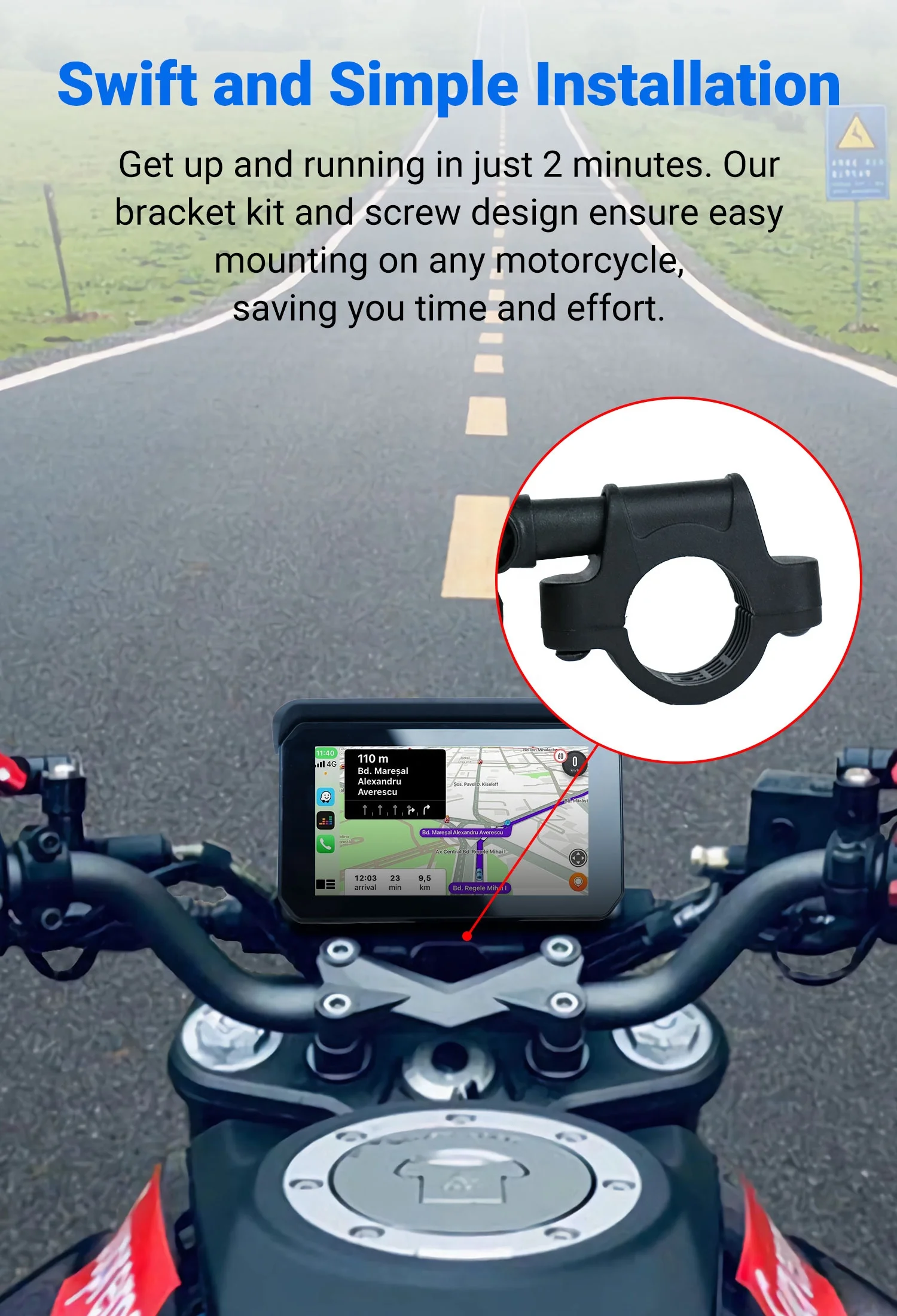 Ottocast Lite C5 SE портативный мотоцикл GPS беспроводной CarPlay Android Авто экран