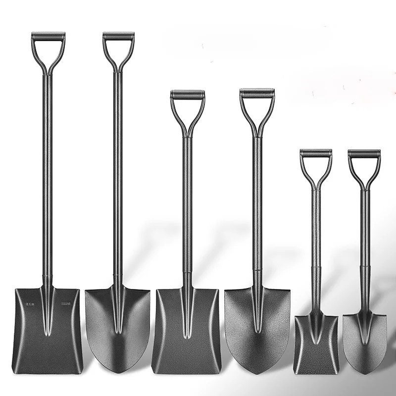 Wholesale Farming Garden Long Wood Handle Industrial Heavy Duty Round Shovel Square Spade Brass Shovel