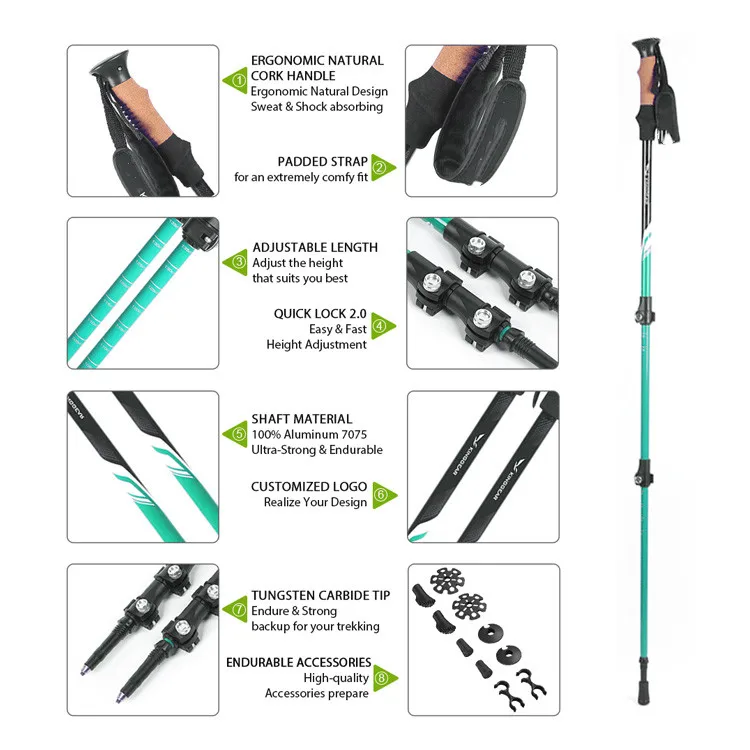 Factory Wholesale canes folding walking stick trekking foldable walking sticks hiking poles