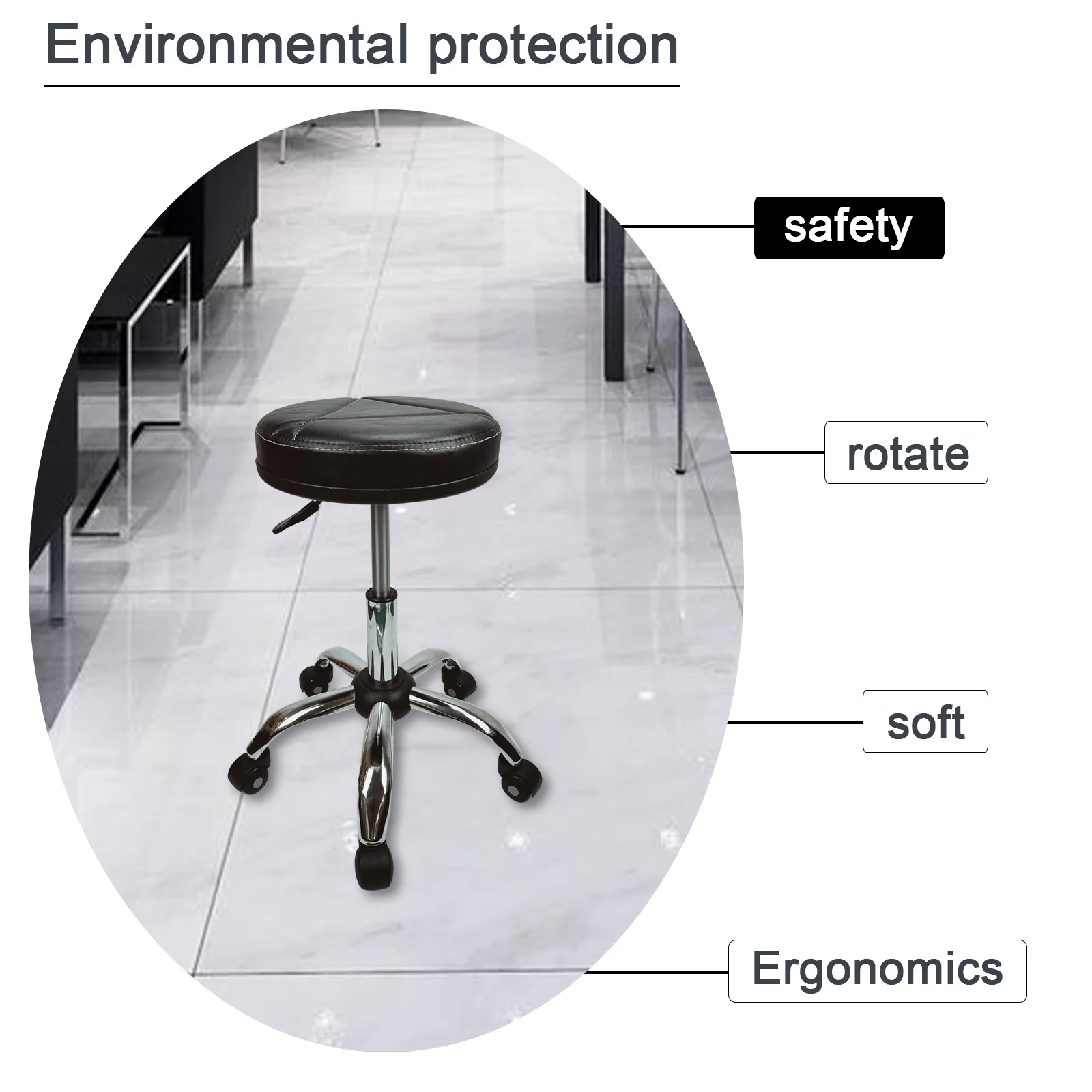 Beauty Spa Pink Stool Adjustable Rolling Salon Stool Hairdressing Master Chair Salon Furniture Barber Chair Chrome Metal Base