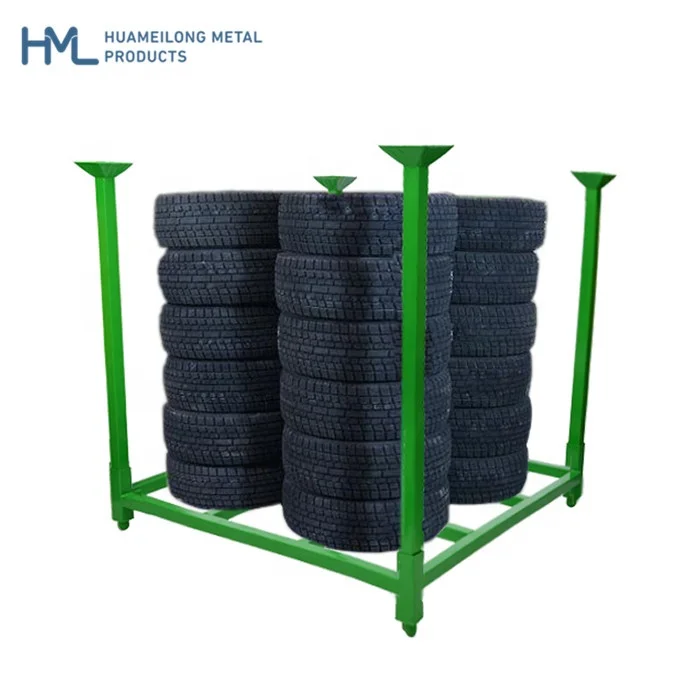 Customized adjustable powder coating metal warehouse stacking storage car tire rack