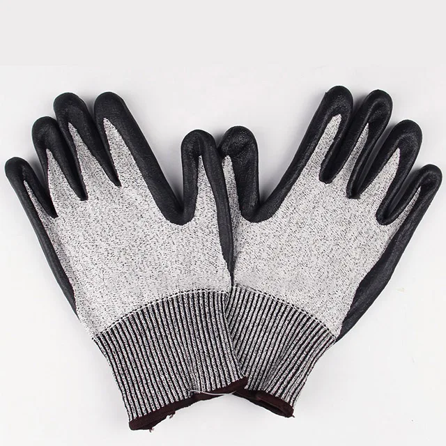 Защитные перчатки с защитой от порезов уровня 5, черные нитриловые перчатки для работы на нефтяных месторождениях