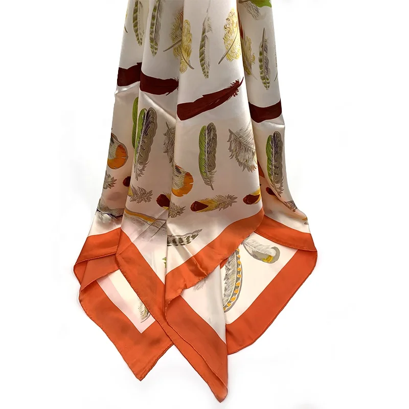 Newly Printed Satin Silk Scarf Luxury Ladies Silk Scarves Customised Silk Scarf