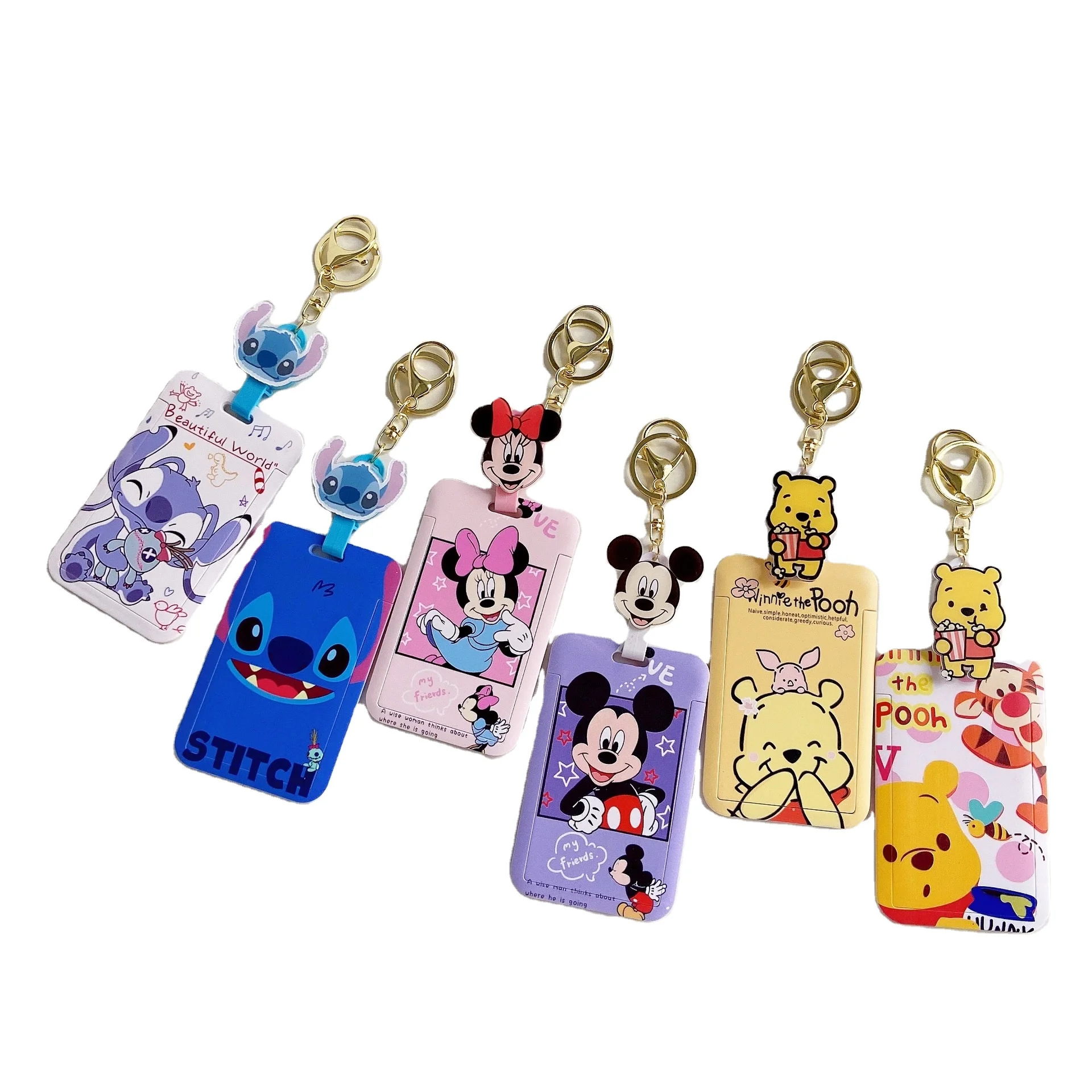 Cute Cartoon Mouse Monster Bear Student Card Case Holder ID Badge Holder Retractable Card Holder Case with Keychain Custom