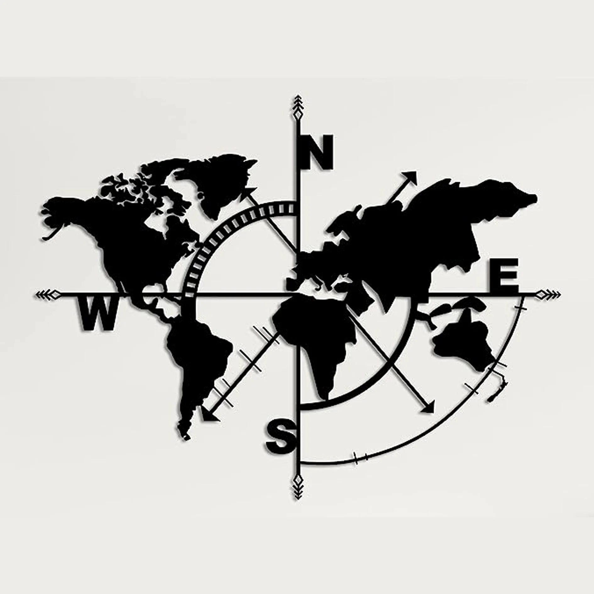 Wholesale Custom Fashionable World Map Metal Wall Art Living Room Home Decoration Steel Wall Hanging Metal Wall Decoration