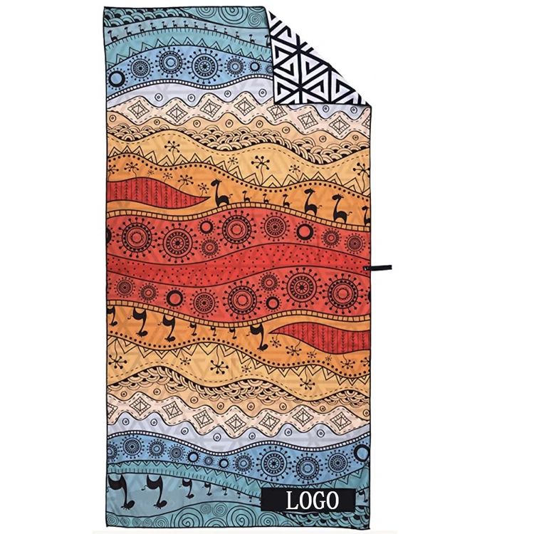 SunnyHope friendly wholesale quick dry printed custom logo microfiber no sand outdoor beach towel for adults travel