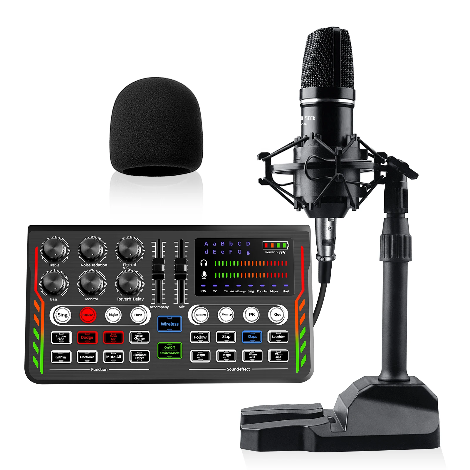 Hayner Seek  Podcast Equipment Audio Interface with All in One Live Sound Card and Condenser Microphone