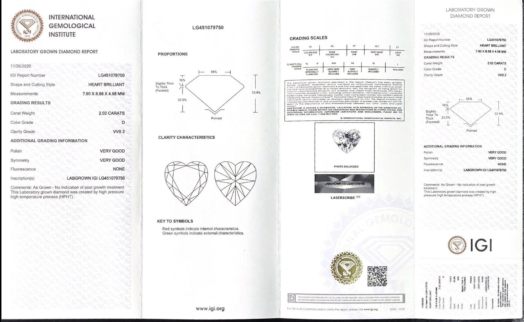 IGI Certified Heart  D VVS 1CT 2CT 3CT  Big Loose Created Wholesale Grown HPHT CVD Lab Grown Diamond