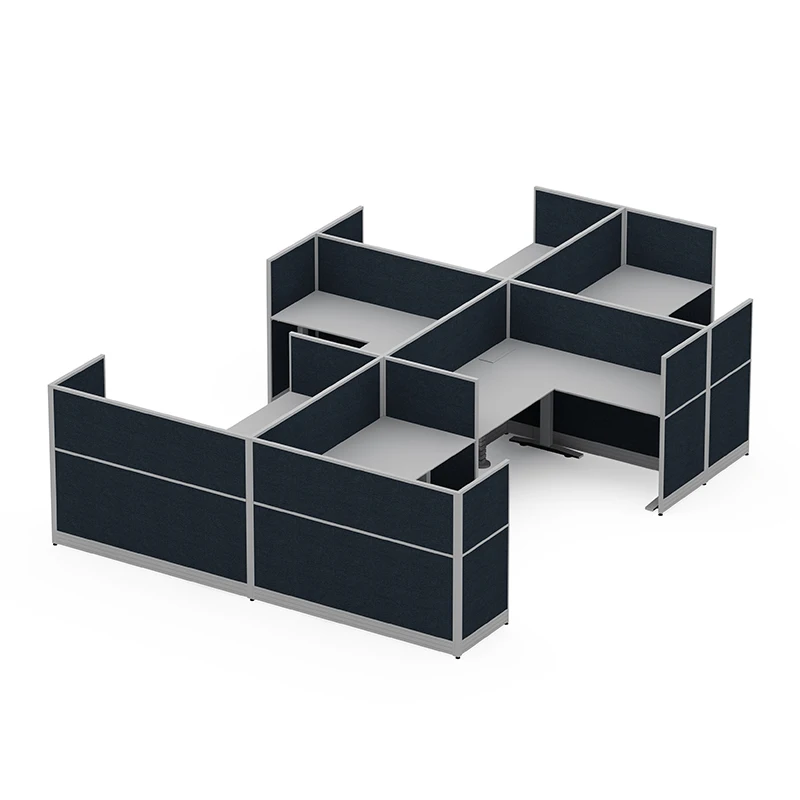Acoustic Office Furniture Workstation Table Height Adjustable Desk L Shape Office Partition Cubicle