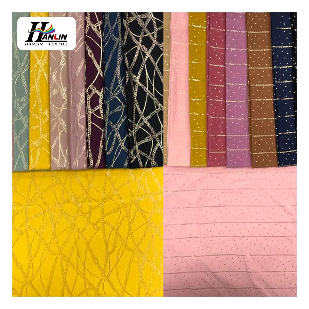 Factory sell 180d cey two tone 4 way stretch crepe fabric stretch crush woven wrinkles fabric for traditional muslim clothing