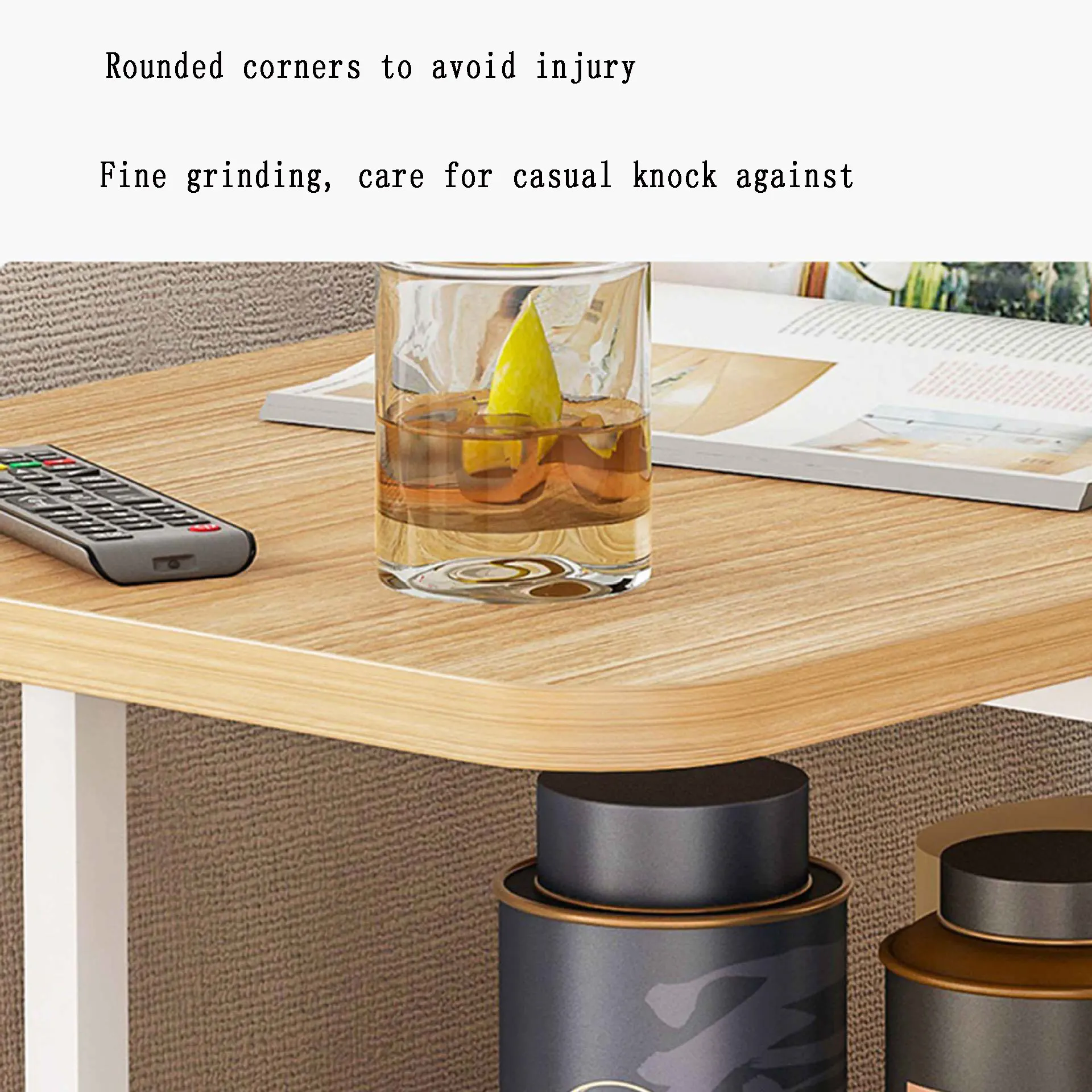 Table with Charging Station, Flip Top Side Table with USB Ports & Power Outlets, C Shaped Snack Table for Small Spaces
