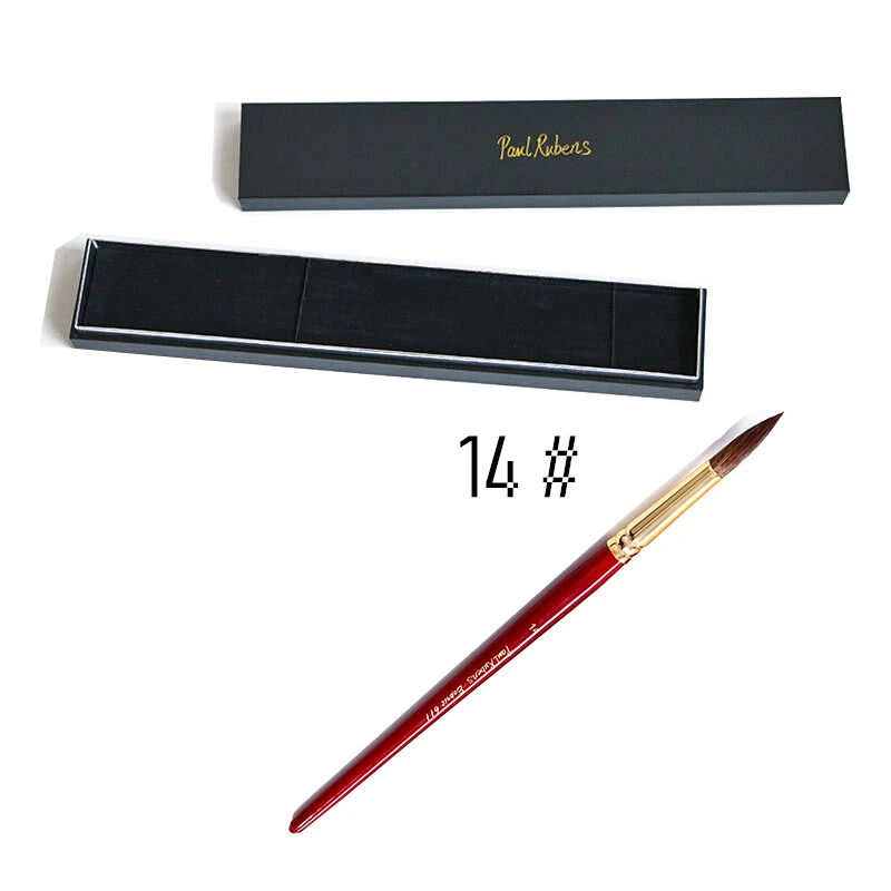 Paul Rubens Gift Box Red Wood Animal Hair Drawing Tools Art Supplies Watercolor Paint Brush Pen for Artist L611-14#