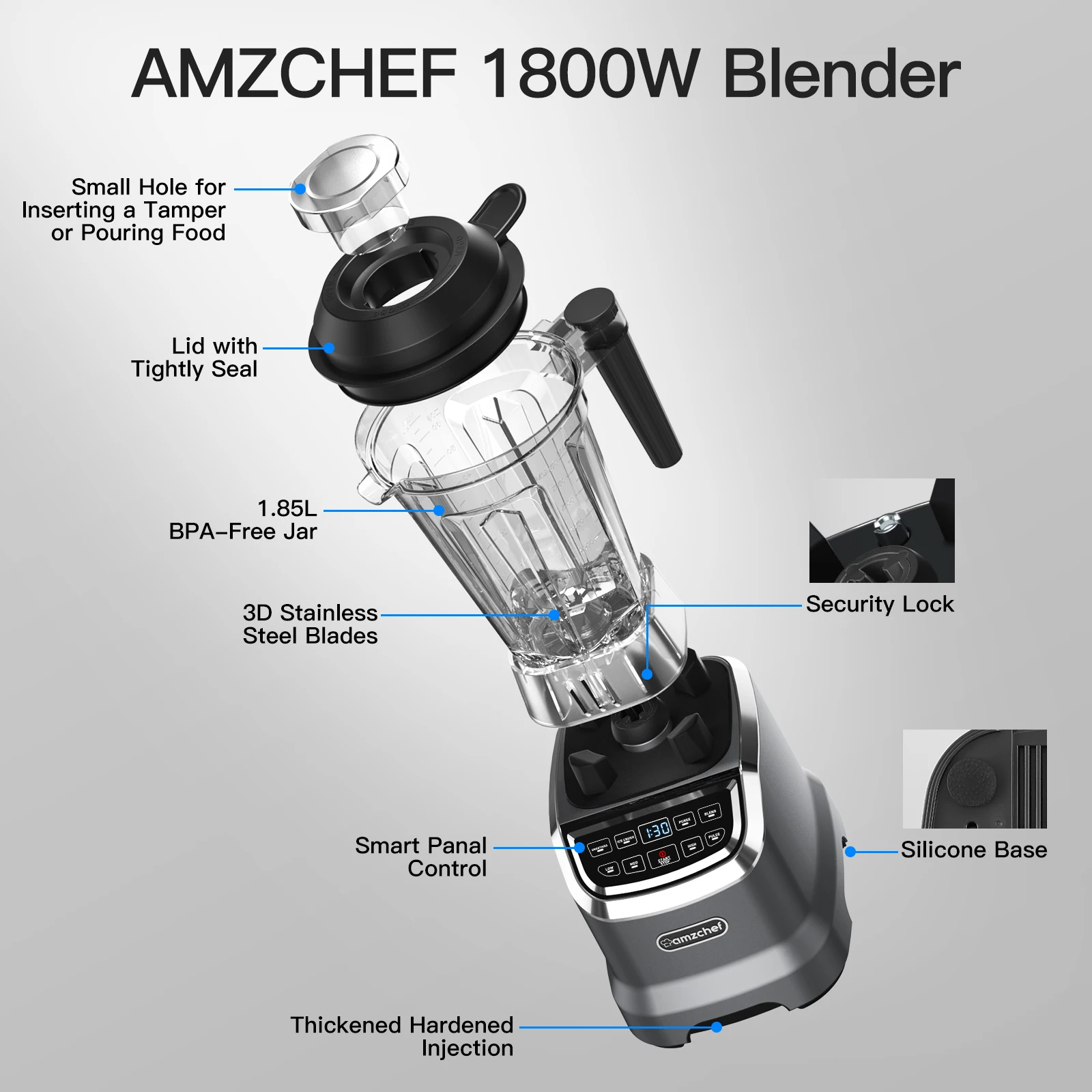 AMZCHEF Kitchen Cooking Appliance Commercial Table Blender Grinder Electric Food Blender Baby Food Making Machine