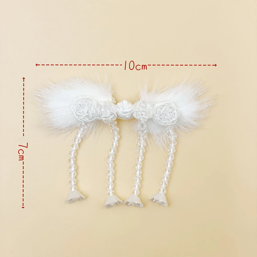 Mink Tassel Chinese buckle costume decoration buckle DIY accessory decoration button