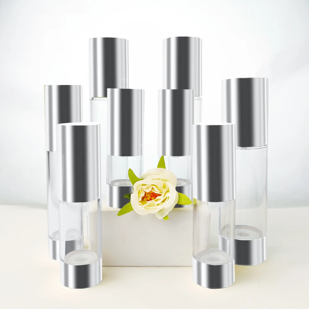 Sample cosmetic refill plastic cream pp cosmetic 15ml 30ml 50ml 80ml 100ml 120ml spray airless bottle