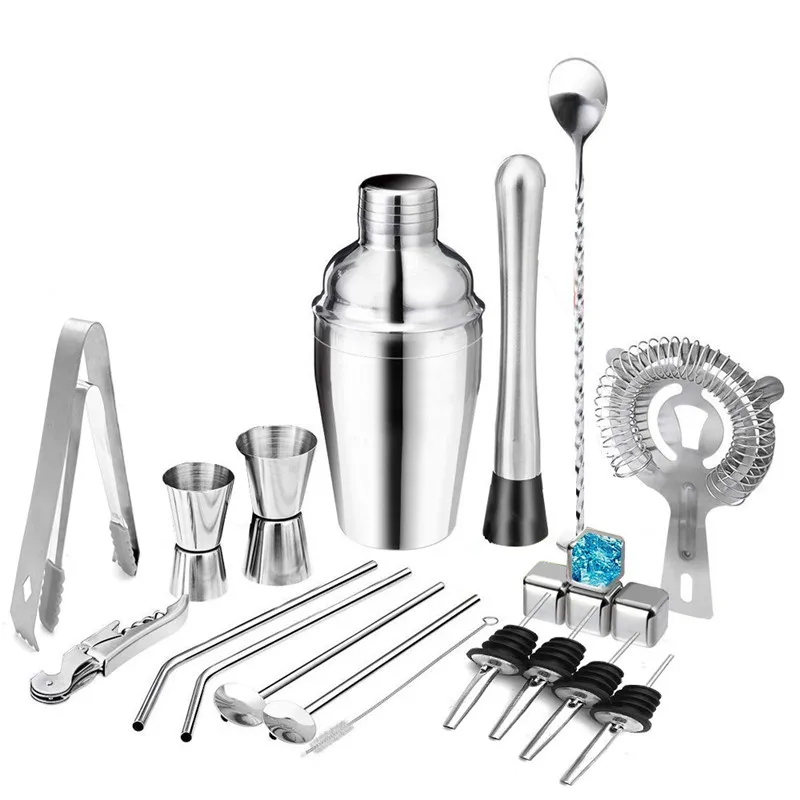 22 in 1 Japan Style  Bar Tool Set Stainless Steel Barware 25 OZ Drink Mixer with Strainer/Corkscrew