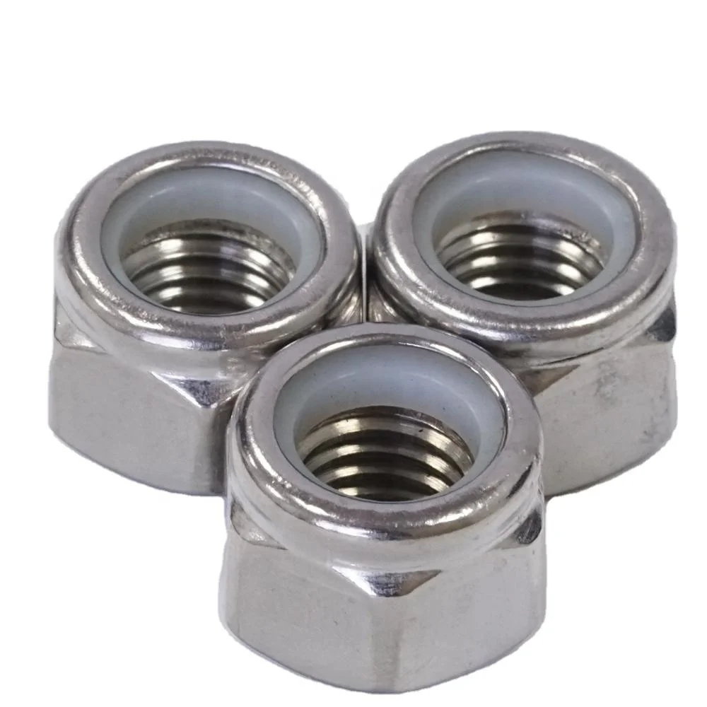 EN/ISO 7040 DIN 982 non-metallic insert nyloc hex nut, SS316L M12, white, blue rings