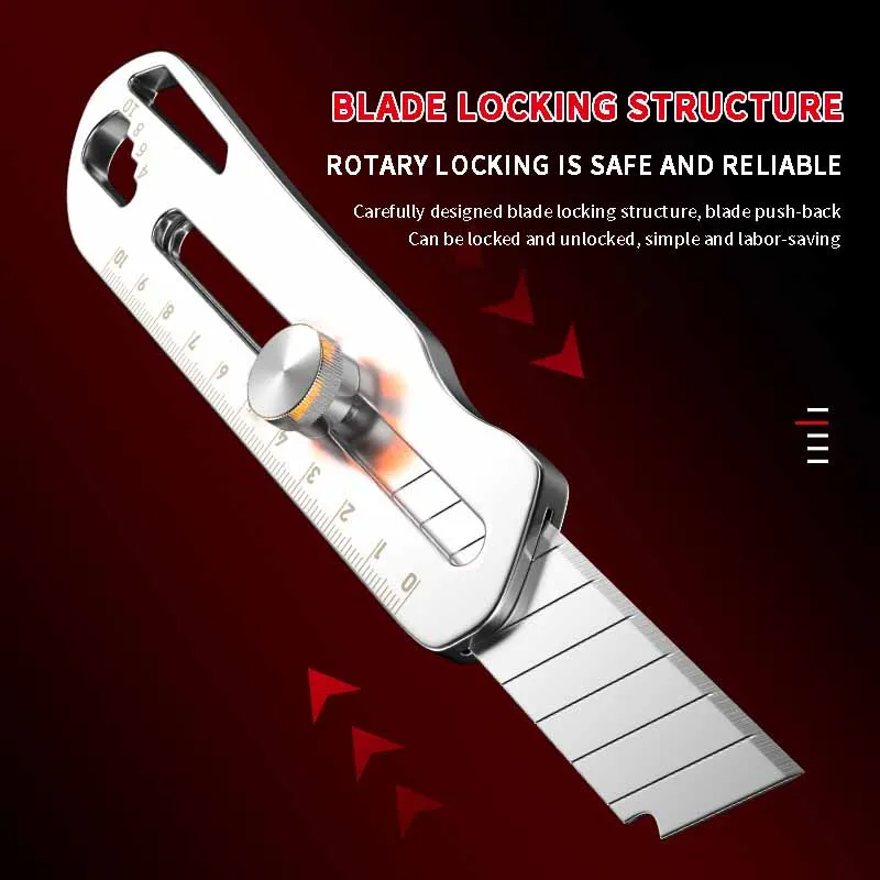 Morden Style Silver Utility Knife High Hardness Thickened Stainless Steel SK5 Alloy Steel Blade Sharp Cutting Paper Knife