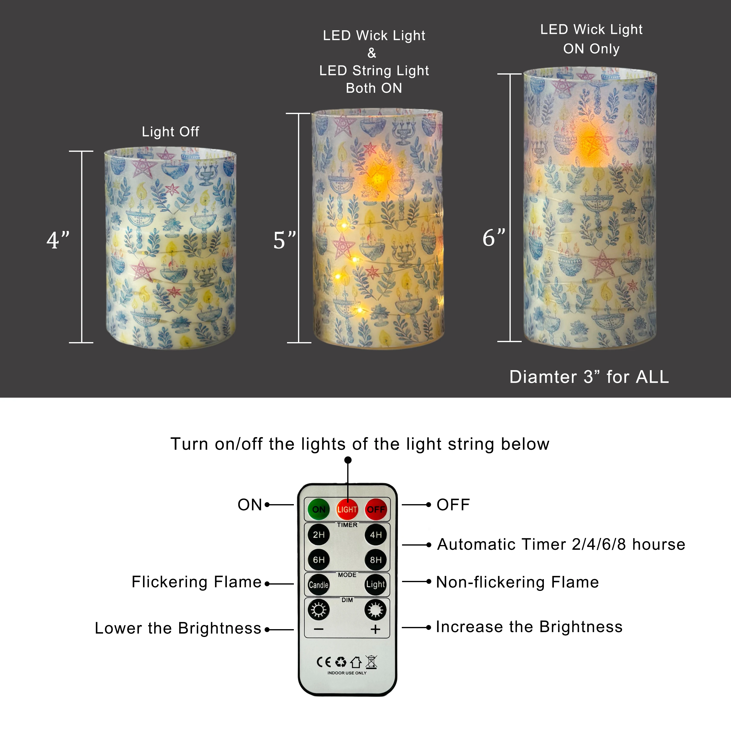 3 шт. светодиодные свечи