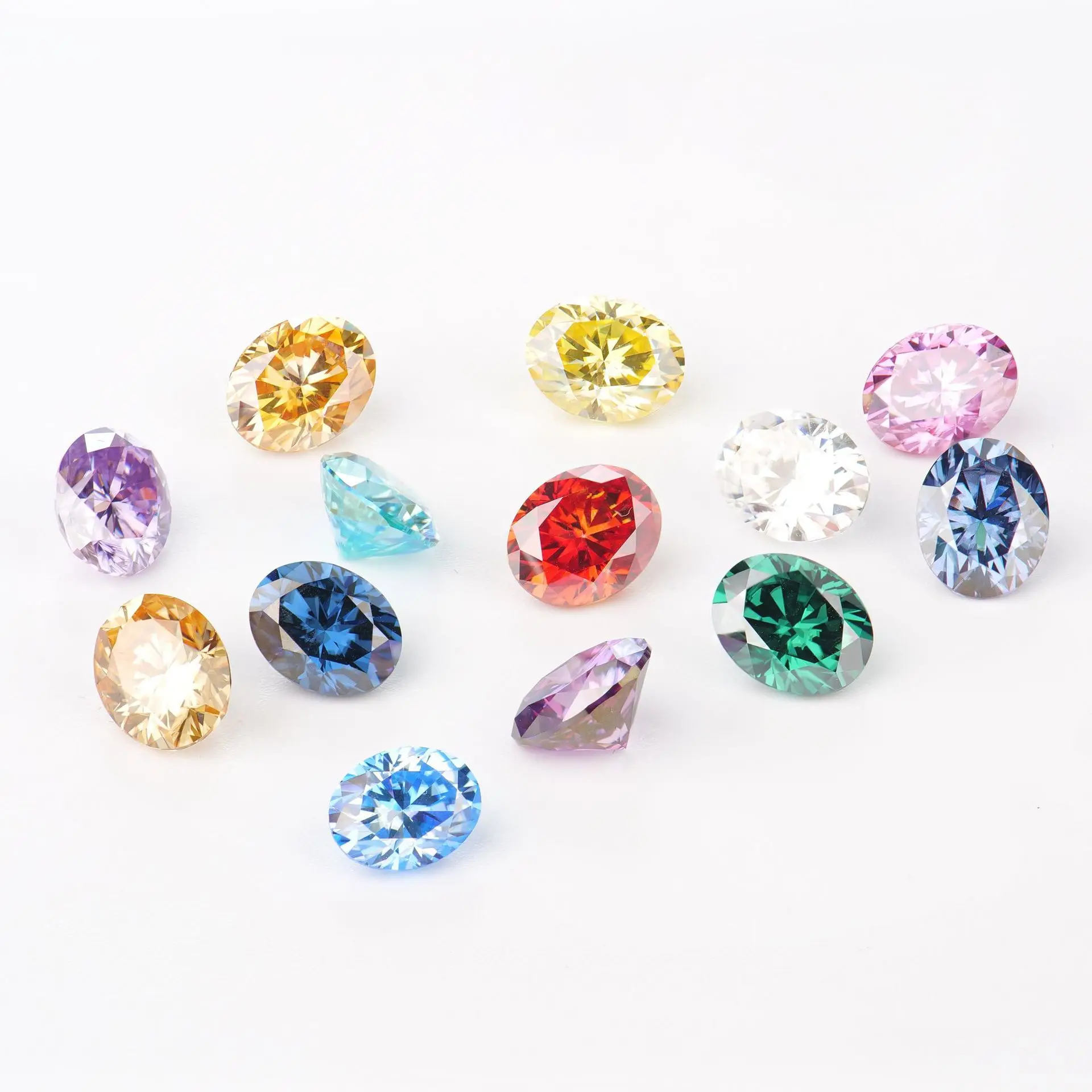 Wholesale multicolored vvs oval cut loose moissanite stone yellow pink gra certified moissanite loose diamond