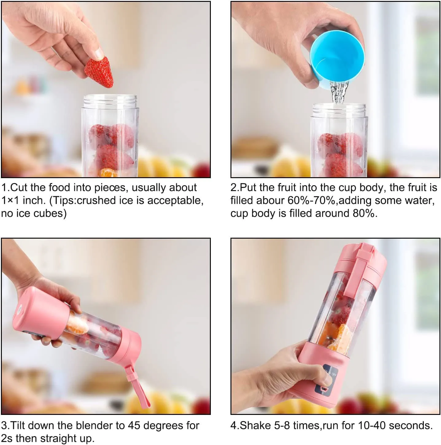 USB Rechargeable Portable Blender Smoothies Personal Fresh Blender Mini Shakes Juicer Cup