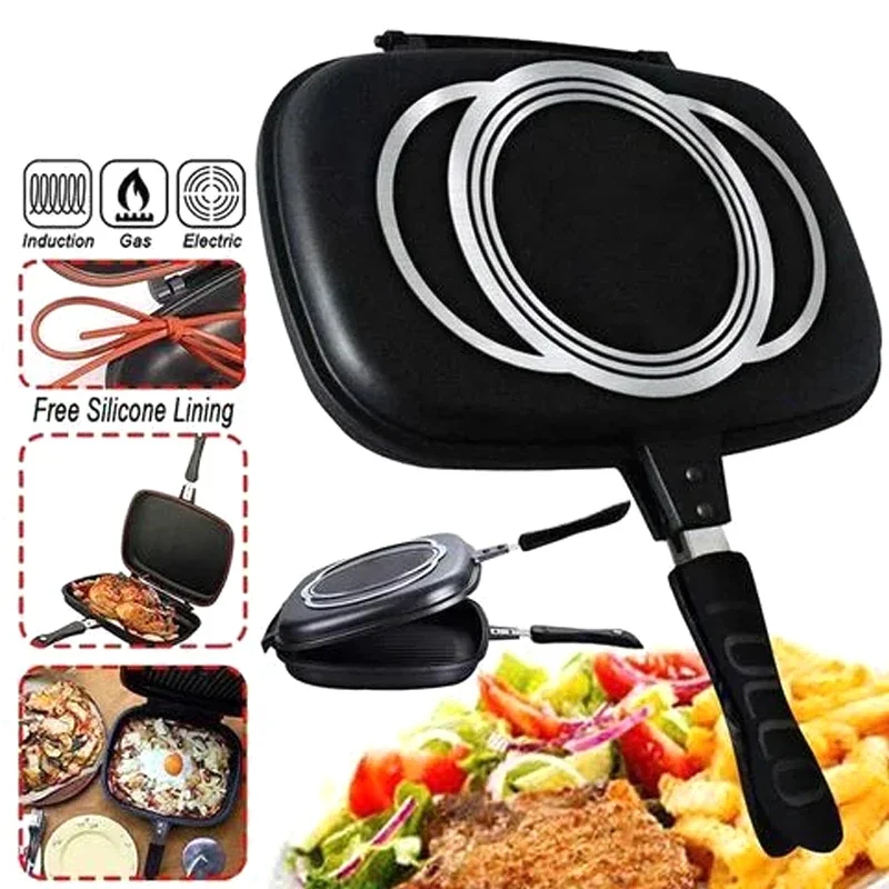 Multifunctional double-sided frying pan non-stick pan frying steak grill breakfast pan grill