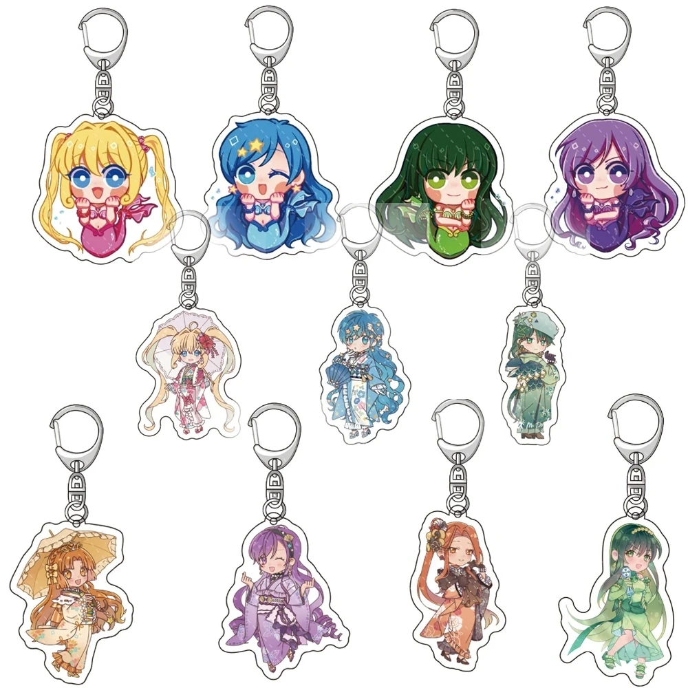 Mermaid Melody Pichi Pichi Pitch Keychain Cosplay Annime Nanami Ruchia Lucia Hanon Hosho Bag Pendant Acrylic Keyring Girls Gifts