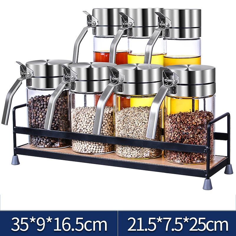 350ml 450ml Kitchen Salt Seasoning Glass Jar Cooking Tools Storage Oil Glass Bottle with Stainless Steel Top