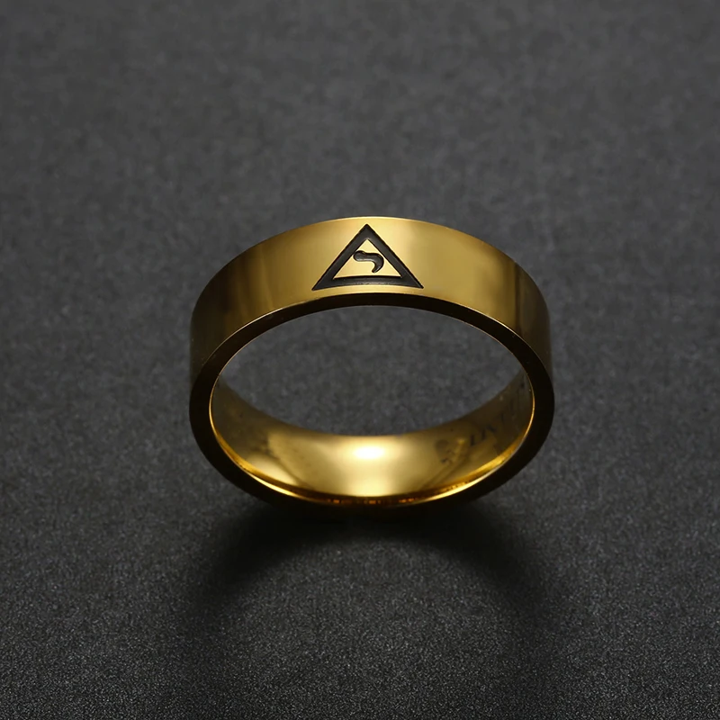 Gold Plated Masonic Rings for Men Scottish Rite 33rd Degree Grooved Band Freemasons Jewelry For Party