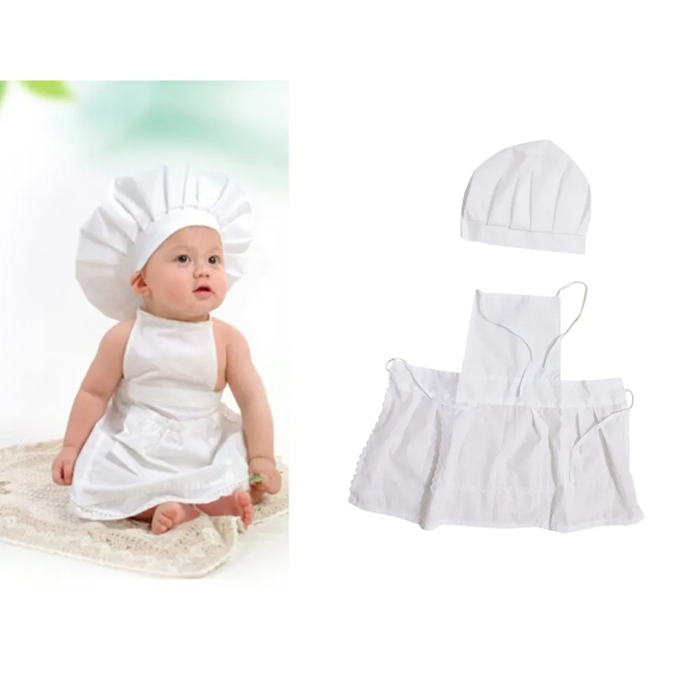 New Style Little Chef Baby Hat and Apron Photo Shoot Costume for Newborn Baby Photography