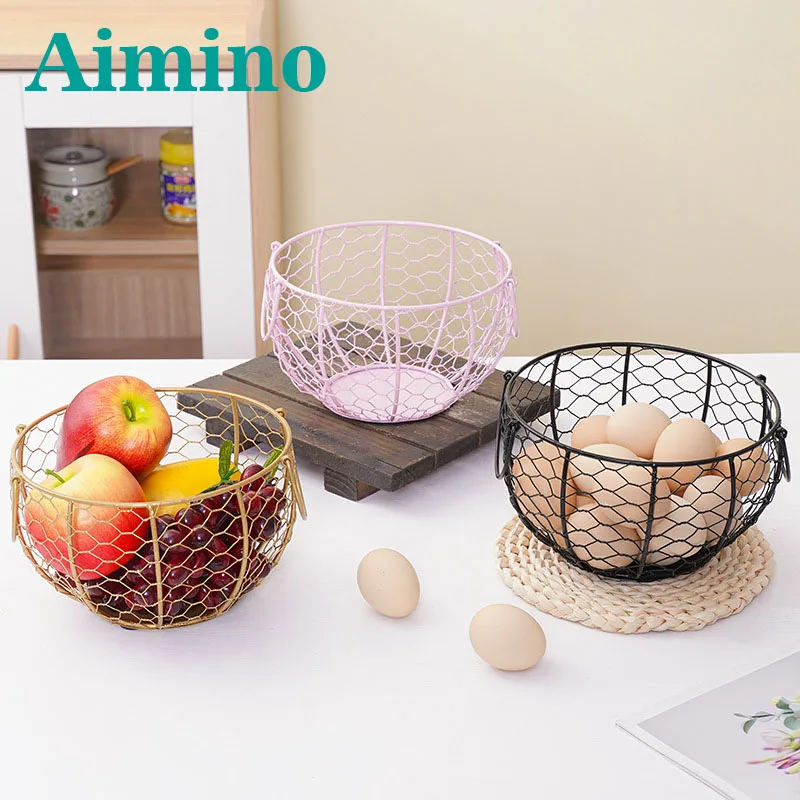 AIMINO RTS креативный дизайн, кухонная корзина для хранения яиц из железной проволоки, металлическая корзина для яиц в форме курицы