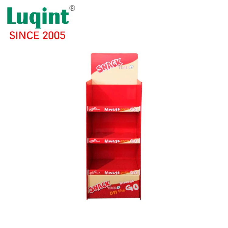 Prepack Creative Design Corrugated Cosmetic Floor Displays Stand, POS Cardboard Display Stand for Gift Bag Card Merry Christmas