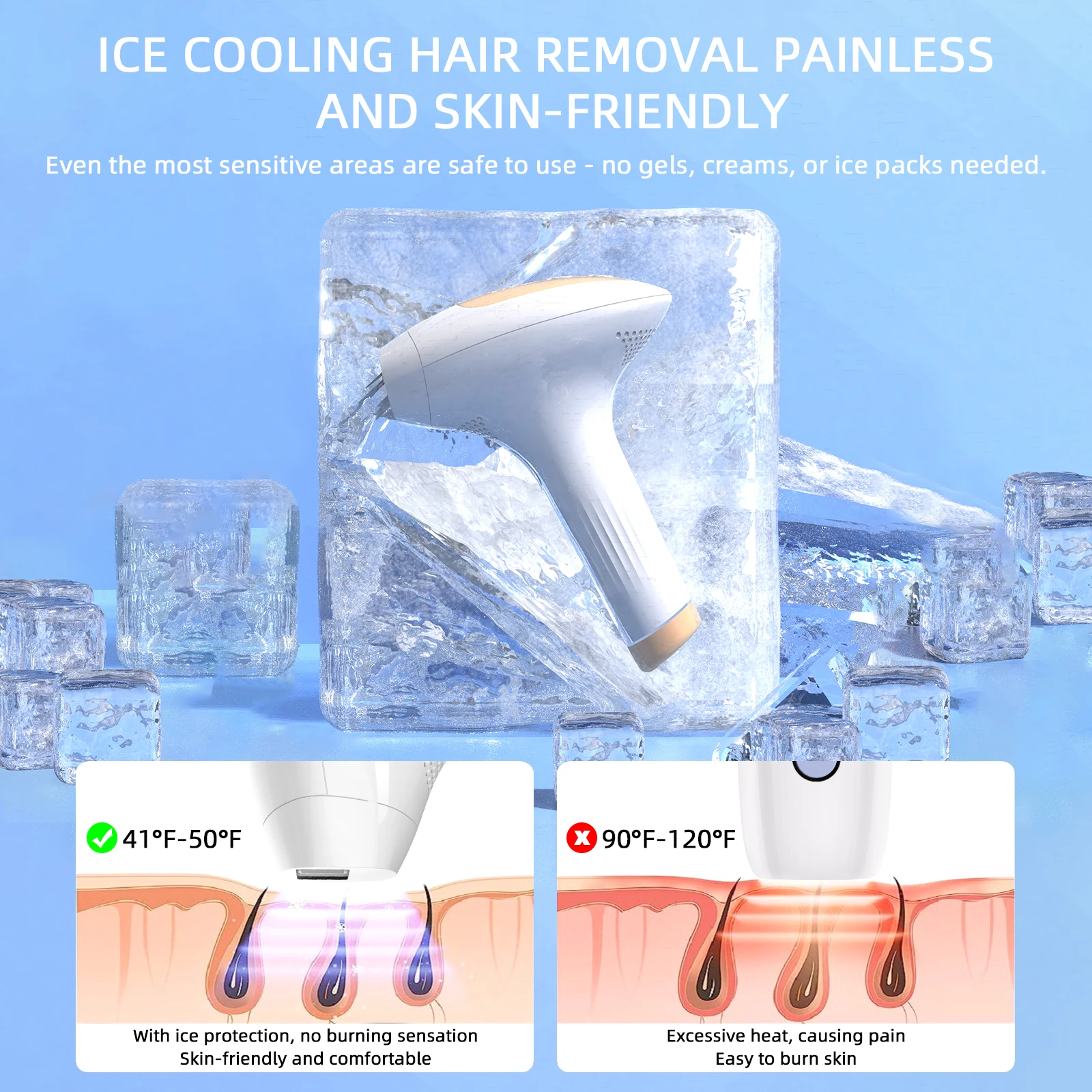 Hot Selling Products Portable 999999 Flashes Lcd Auto Mode Quartz Painless Laser Handle IPL Hair Removal Ice Cooling