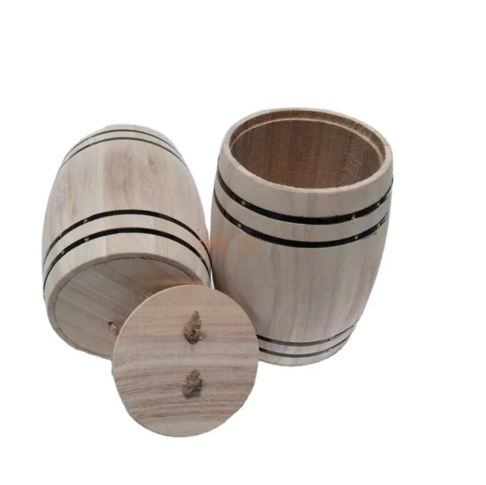 OEM natural color gift and packaging wooden barrel for sale