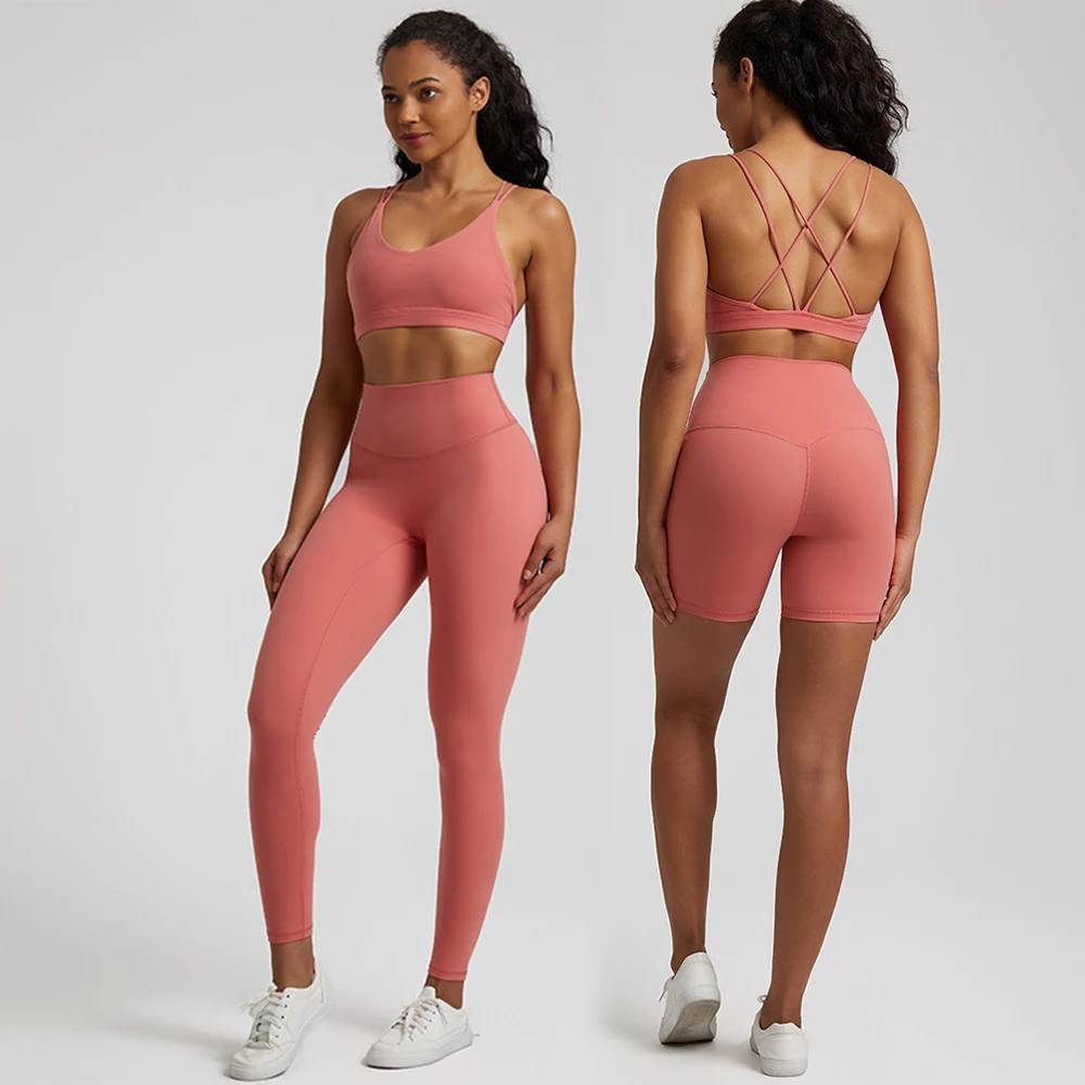 Compression new model soft high waist womens workout fitness yoga suit quick dry sexy yoga leggings and bra set