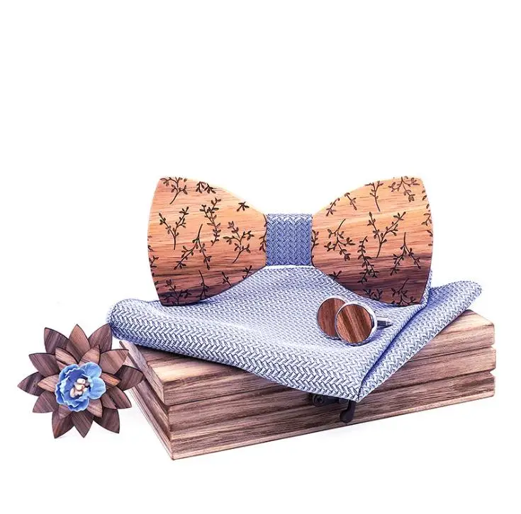 Wooden bow tie men and women carved personalized bow tie party wedding corsage suit